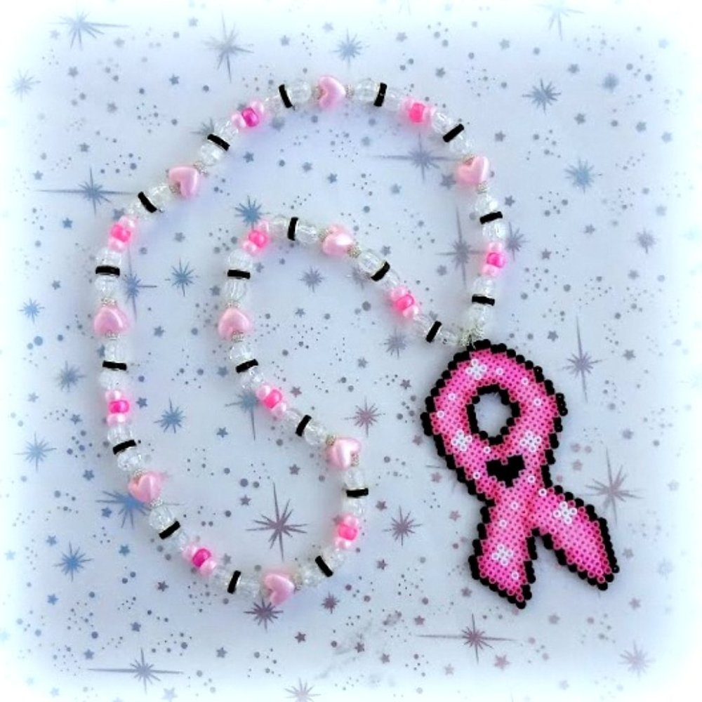 Pink Ribbon Breast Cancer Necklace or Magnet